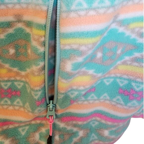 Chubbie's The Flame Commander Fleece Quarter Zip Teal & Pink Aztec Pullover - Picture 6 of 9